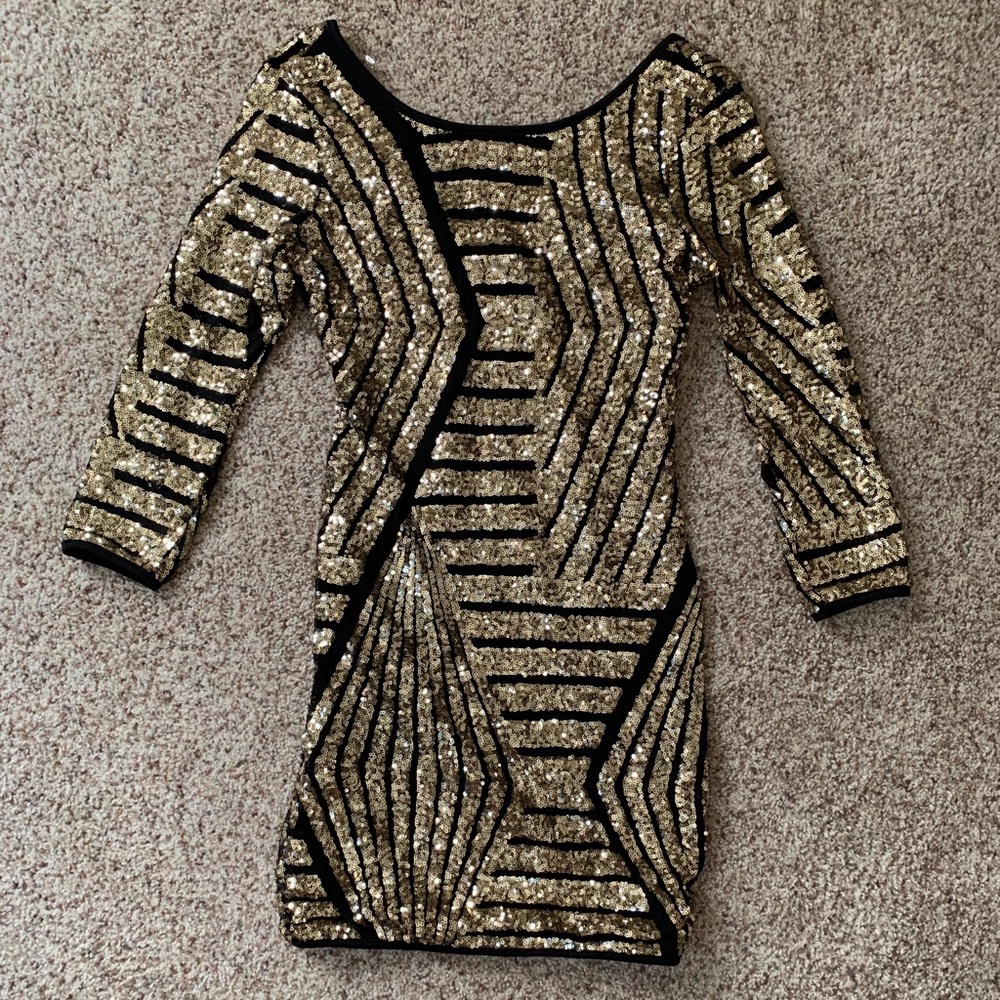 Black and Gold sequin Dress